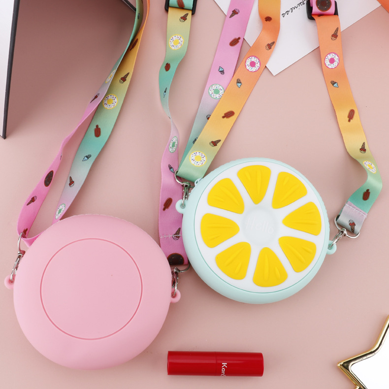 Cartoon Silicone Satchel Children Coin Purse Orange Fruit Casual Cute Fresh Girl Storage Wallet