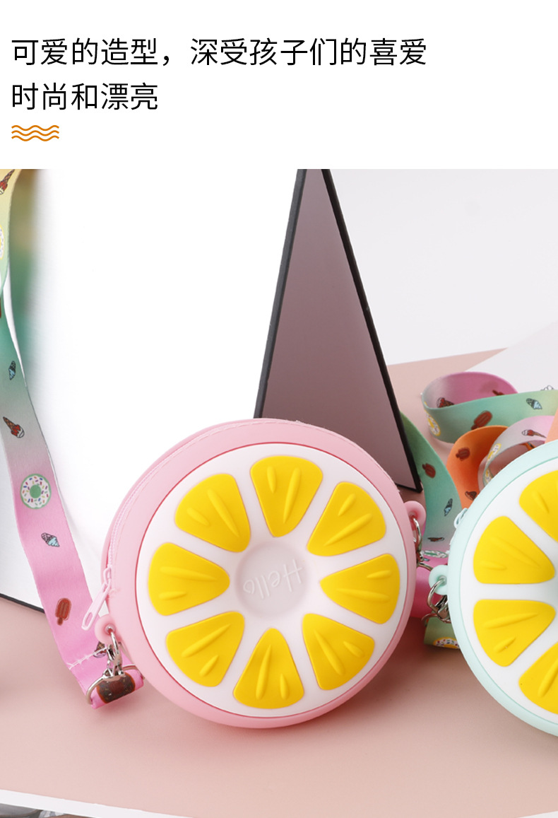 Cartoon Silicone Satchel Children Coin Purse Orange Fruit Casual Cute Fresh Girl Storage Wallet