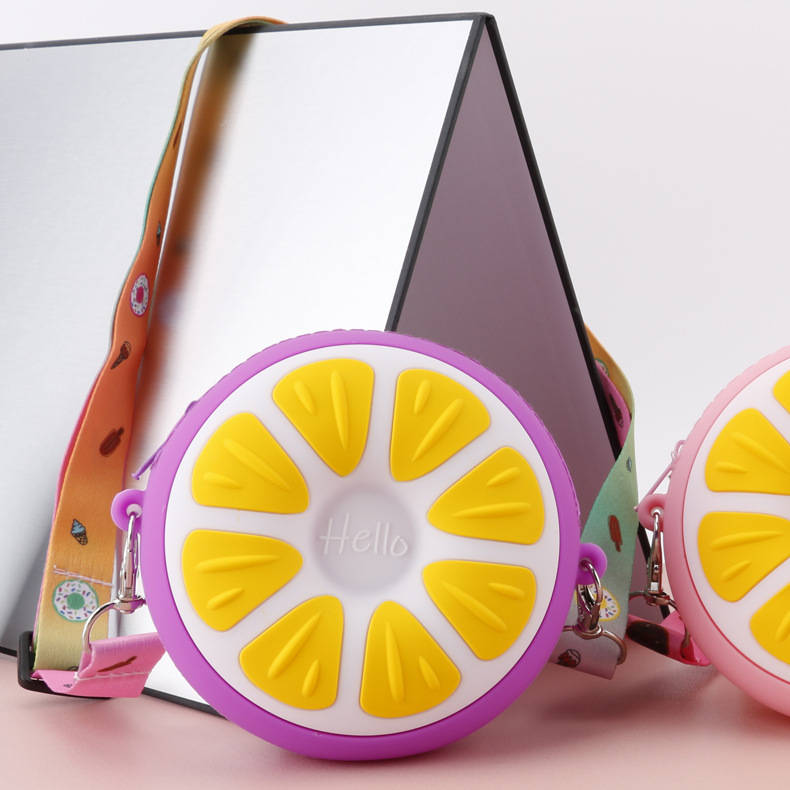 Cartoon Silicone Satchel Children Coin Purse Orange Fruit Casual Cute Fresh Girl Storage Wallet
