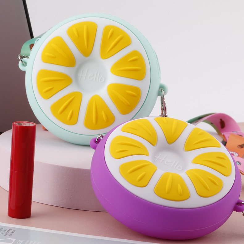 Cartoon Silicone Satchel Children Coin Purse Orange Fruit Casual Cute Fresh Girl Storage Wallet