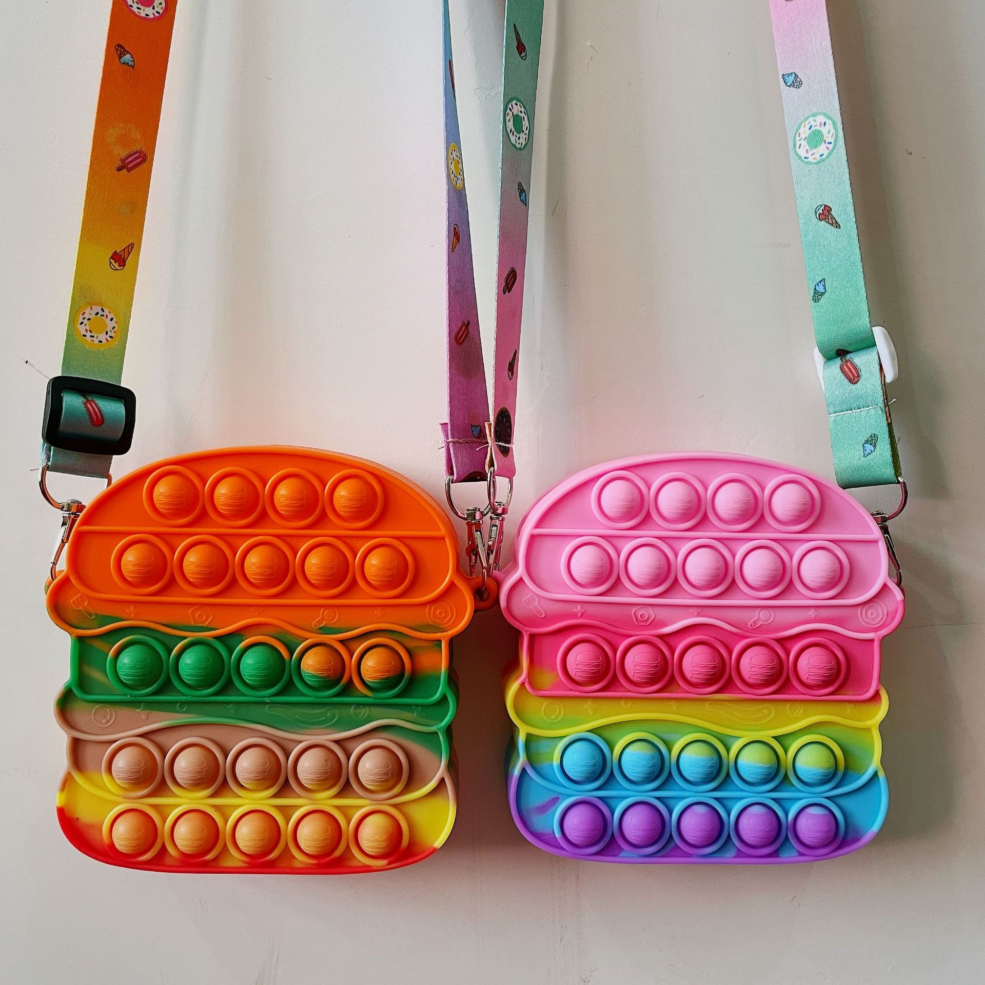 Cross-Border New Arrival Deratization Pioneer Hamburger Bag Deratization Pioneer Fingertip Decompression Bubble Messenger Bag Coin Purse