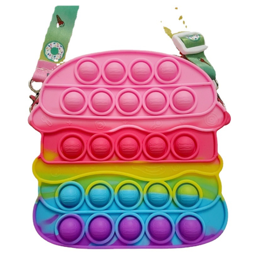 Cross-Border New Arrival Deratization Pioneer Hamburger Bag Deratization Pioneer Fingertip Decompression Bubble Messenger Bag Coin Purse