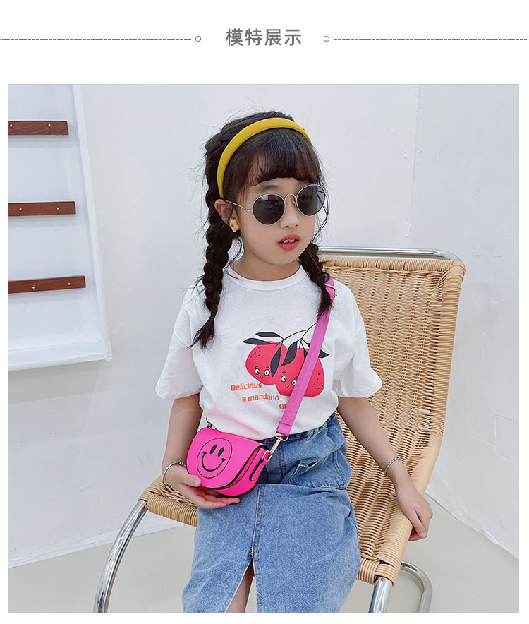 Customized 2021 Summer New Children's Bags Candy Color Pu Shoulder Girls' Coin Purse Cute Smiley Face Crossbody Coin Purse