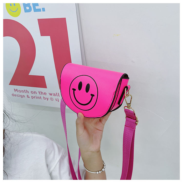 Customized 2021 Summer New Children's Bags Candy Color Pu Shoulder Girls' Coin Purse Cute Smiley Face Crossbody Coin Purse