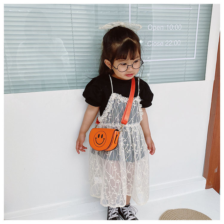 Customized 2021 Summer New Children's Bags Candy Color Pu Shoulder Girls' Coin Purse Cute Smiley Face Crossbody Coin Purse