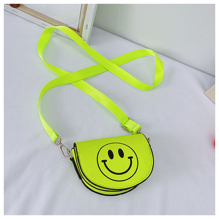 Customized 2021 Summer New Children's Bags Candy Color Pu Shoulder Girls' Coin Purse Cute Smiley Face Crossbody Coin Purse