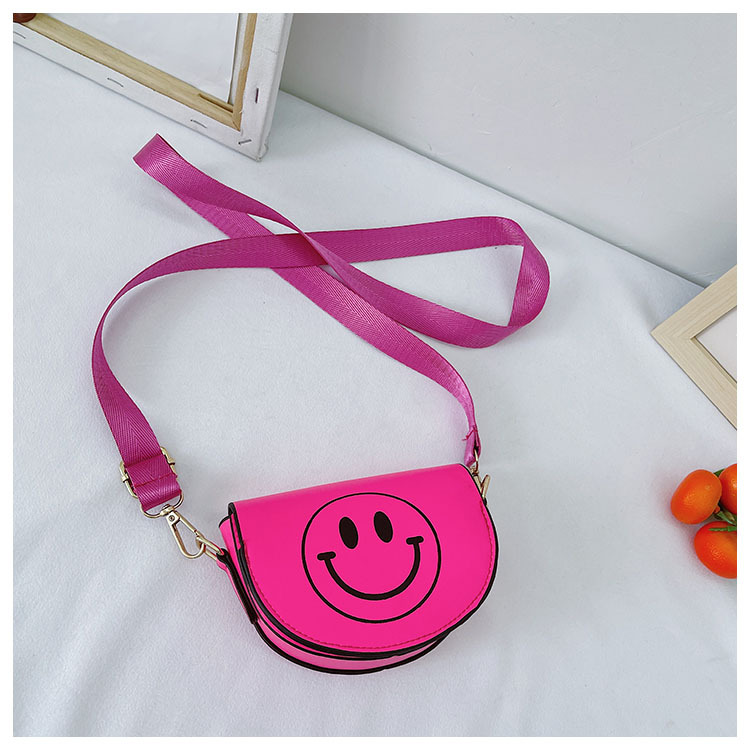 Customized 2021 Summer New Children's Bags Candy Color Pu Shoulder Girls' Coin Purse Cute Smiley Face Crossbody Coin Purse