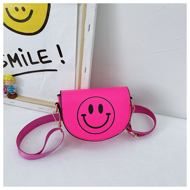 Customized 2021 Summer New Children's Bags Candy Color Pu Shoulder Girls' Coin Purse Cute Smiley Face Crossbody Coin Purse
