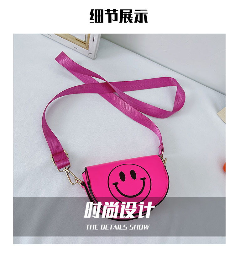 Customized 2021 Summer New Children's Bags Candy Color Pu Shoulder Girls' Coin Purse Cute Smiley Face Crossbody Coin Purse