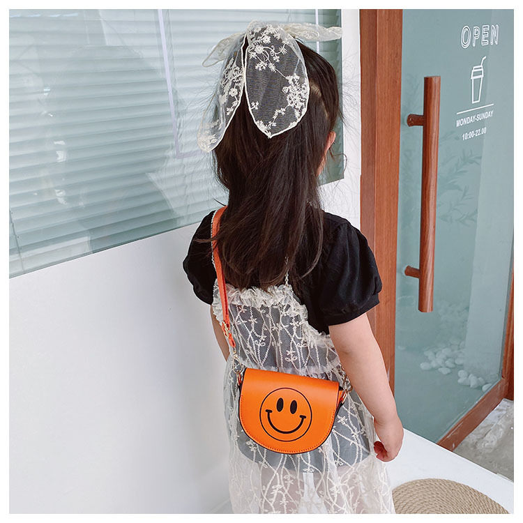 Customized 2021 Summer New Children's Bags Candy Color Pu Shoulder Girls' Coin Purse Cute Smiley Face Crossbody Coin Purse