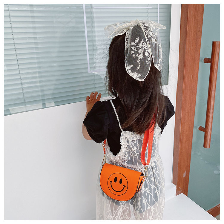 Customized 2021 Summer New Children's Bags Candy Color Pu Shoulder Girls' Coin Purse Cute Smiley Face Crossbody Coin Purse
