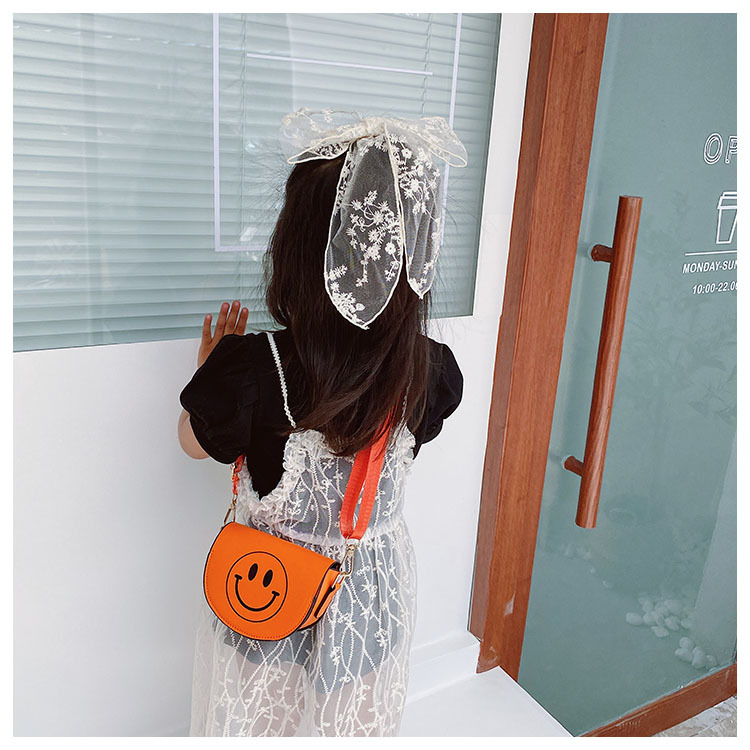 Customized 2021 Summer New Children's Bags Candy Color Pu Shoulder Girls' Coin Purse Cute Smiley Face Crossbody Coin Purse