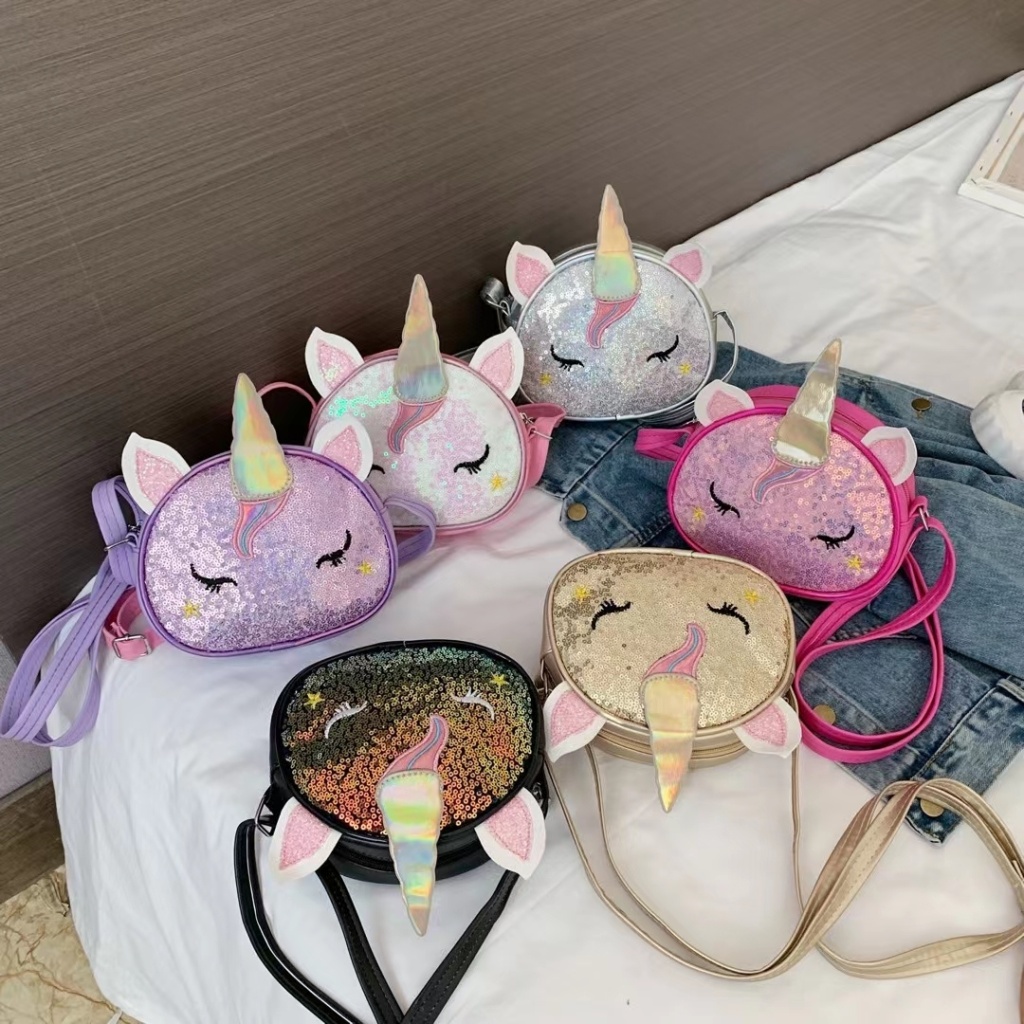 New Cartoon Children 'S Bag Cute Unicorn Sequined Baby Girl Accessories Coin Purse Mini Girl 'S Crossbody Bag New Cartoon Children 'S Bag Cute Unicorn Sequined Baby Girl Accessories Coin Purse Mini Girl 'S Crossbody Bag