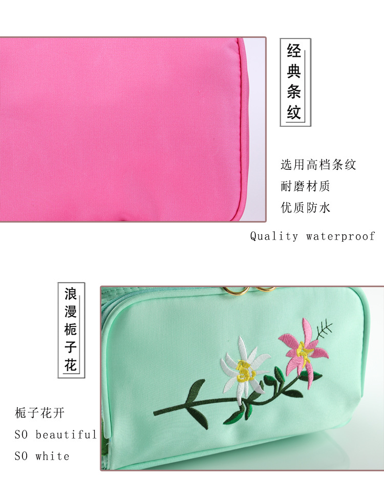 Factory Direct Sales New Portable Large Capacity Portable Cosmetic Bag Creative With Zipper Rose Embroidery Women 'S Cosmetic Bag