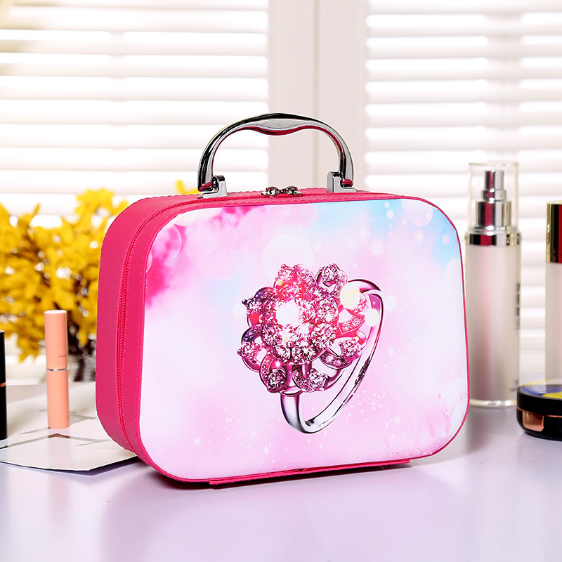 Factory Direct Sales New Portable Large Capacity Portable Cosmetic Bag Creative With Zipper Rose Embroidery Women 'S Cosmetic Bag