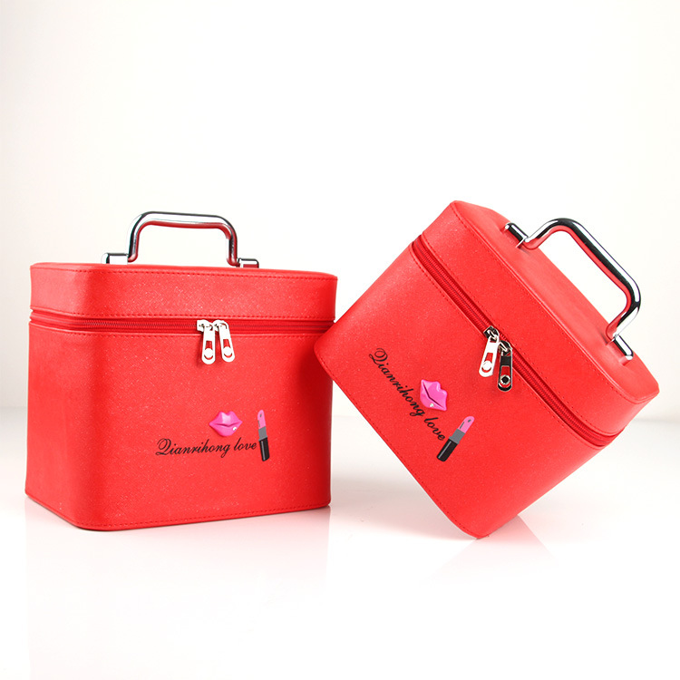 Factory Direct Sales New Portable Large Capacity Portable Cosmetic Bag Creative With Zipper Rose Embroidery Women 'S Cosmetic Bag