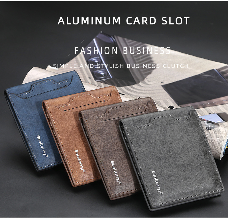 Men's Short Wallet Korean Style Multiple Card Slots Open Wallet Thin Card Type Simple Coin Purse