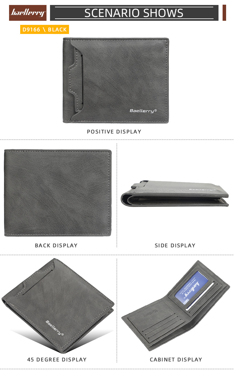 Men's Short Wallet Korean Style Multiple Card Slots Open Wallet Thin Card Type Simple Coin Purse