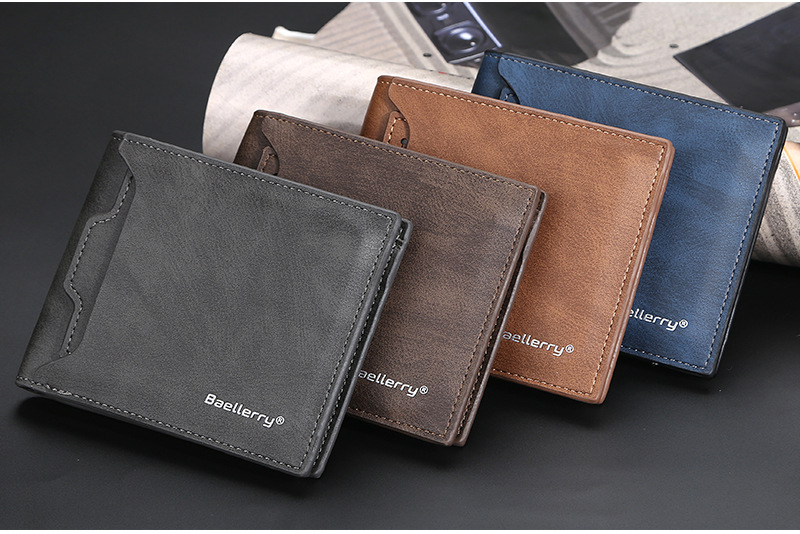 Men's Short Wallet Korean Style Multiple Card Slots Open Wallet Thin Card Type Simple Coin Purse