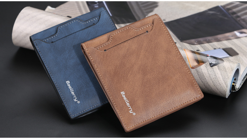 Men's Short Wallet Korean Style Multiple Card Slots Open Wallet Thin Card Type Simple Coin Purse