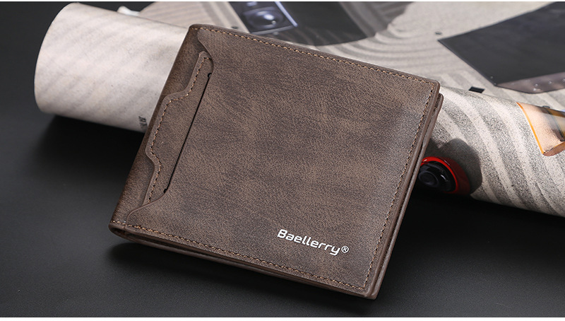 Men's Short Wallet Korean Style Multiple Card Slots Open Wallet Thin Card Type Simple Coin Purse