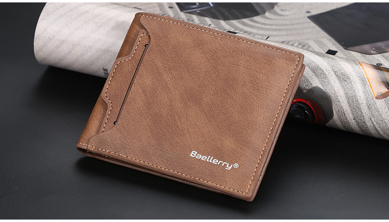 Men's Short Wallet Korean Style Multiple Card Slots Open Wallet Thin Card Type Simple Coin Purse