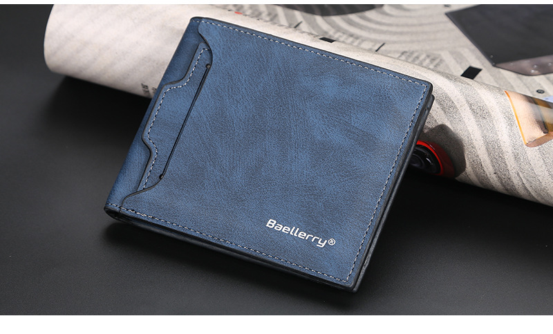 Men's Short Wallet Korean Style Multiple Card Slots Open Wallet Thin Card Type Simple Coin Purse