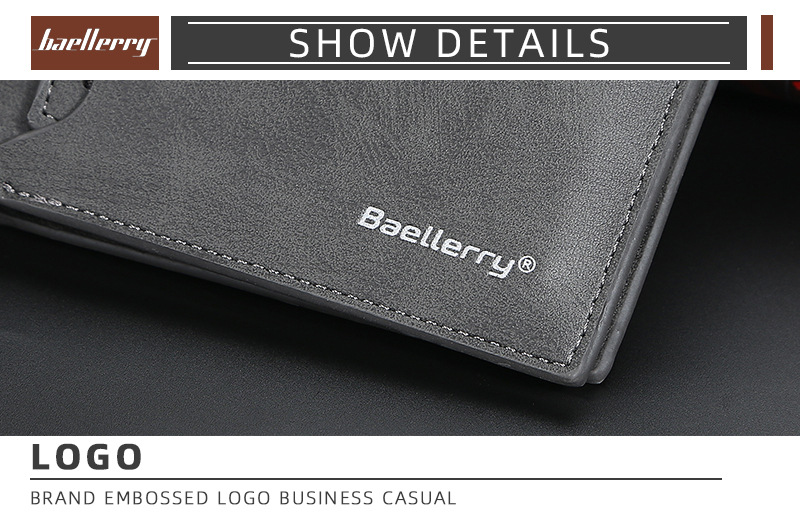 Men's Short Wallet Korean Style Multiple Card Slots Open Wallet Thin Card Type Simple Coin Purse