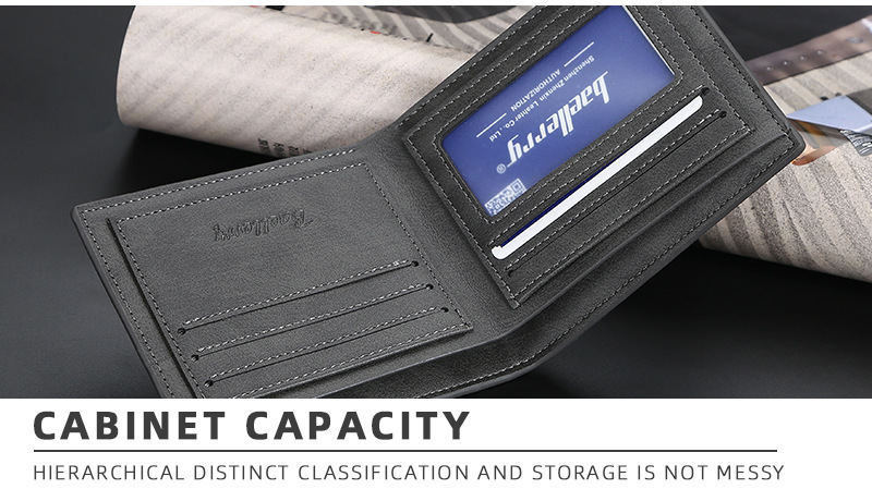 Men's Short Wallet Korean Style Multiple Card Slots Open Wallet Thin Card Type Simple Coin Purse