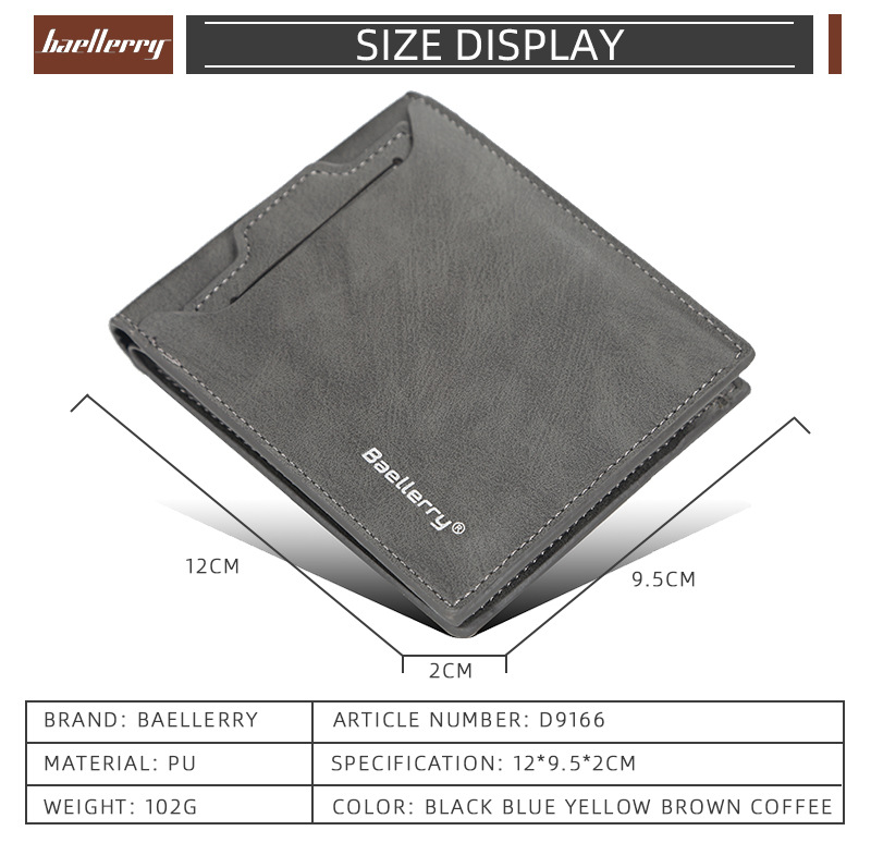 Men's Short Wallet Korean Style Multiple Card Slots Open Wallet Thin Card Type Simple Coin Purse
