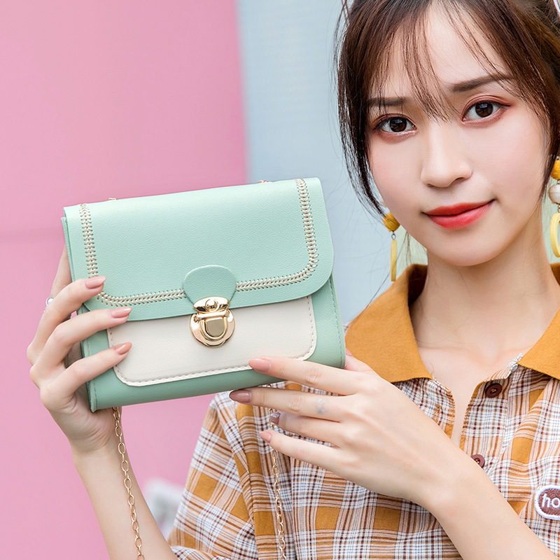 Mobile Phone Bag Sewing Line Women&#039;s Bag Color Matching Shoulder Coin Purse Chain Bag Messenger Bag