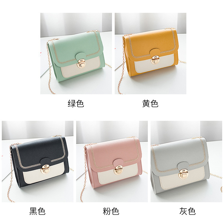 Mobile Phone Bag Sewing Line Women's Bag Color Matching Shoulder Coin Purse Chain Bag Messenger Bag