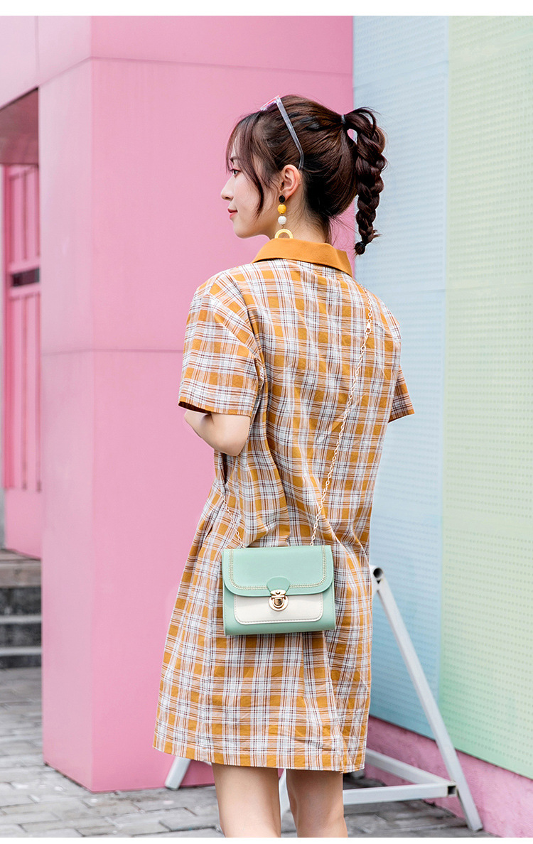 Mobile Phone Bag Sewing Line Women's Bag Color Matching Shoulder Coin Purse Chain Bag Messenger Bag