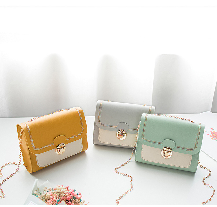 Mobile Phone Bag Sewing Line Women's Bag Color Matching Shoulder Coin Purse Chain Bag Messenger Bag