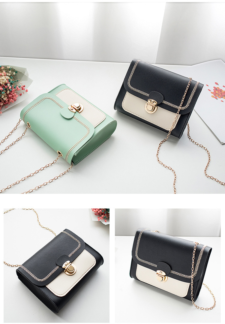 Mobile Phone Bag Sewing Line Women's Bag Color Matching Shoulder Coin Purse Chain Bag Messenger Bag