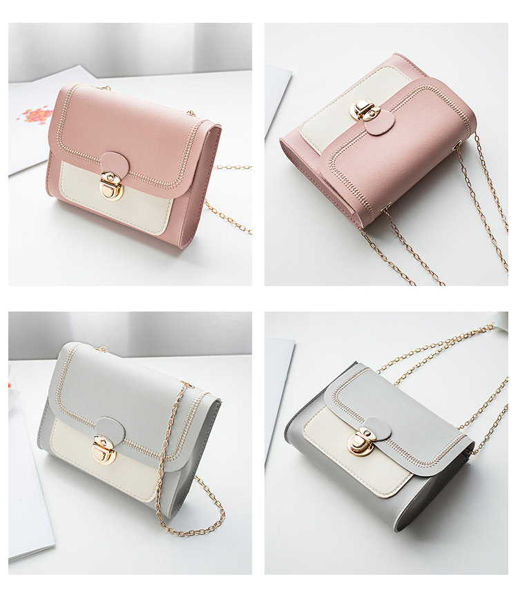 Mobile Phone Bag Sewing Line Women's Bag Color Matching Shoulder Coin Purse Chain Bag Messenger Bag