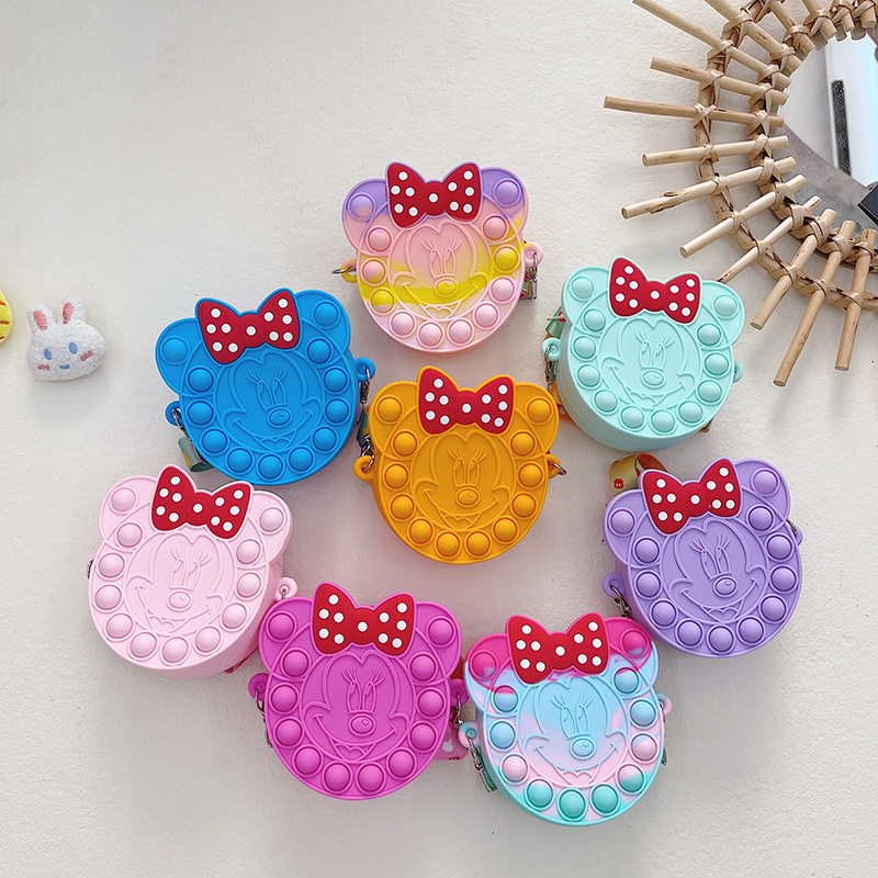Korean Style Cute Cartoon Children&#039;s Silicone Bag Fashion Mickey Headwear Shoulder Bag Mini Baby Coin Purse Messenger Bag