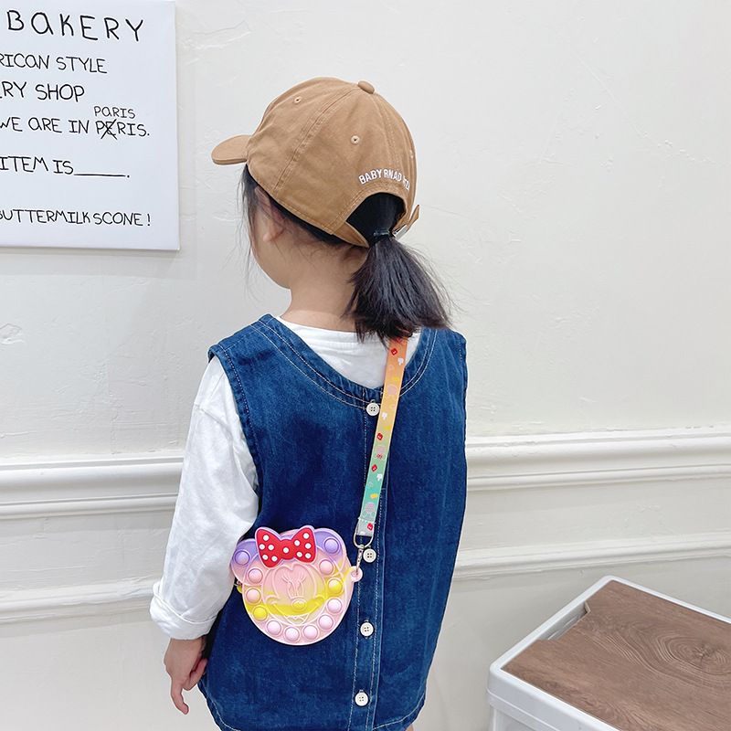 Korean Style Cute Cartoon Children&#039;s Silicone Bag Fashion Mickey Headwear Shoulder Bag Mini Baby Coin Purse Messenger Bag