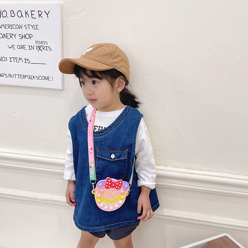 Korean Style Cute Cartoon Children&#039;s Silicone Bag Fashion Mickey Headwear Shoulder Bag Mini Baby Coin Purse Messenger Bag