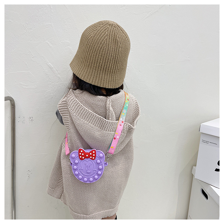 Korean Style Cute Cartoon Children's Silicone Bag Fashion Mickey Headwear Shoulder Bag Mini Baby Coin Purse Messenger Bag
