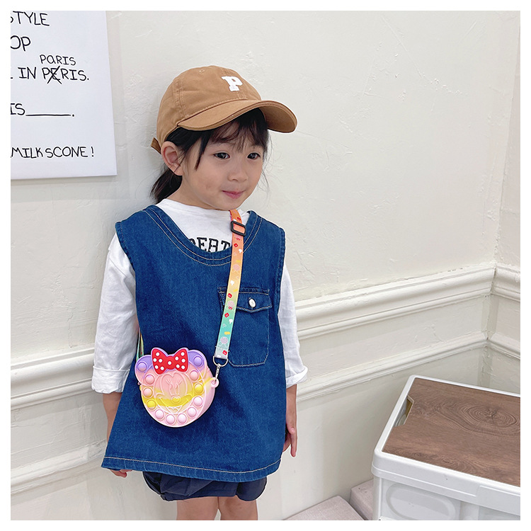 Korean Style Cute Cartoon Children's Silicone Bag Fashion Mickey Headwear Shoulder Bag Mini Baby Coin Purse Messenger Bag