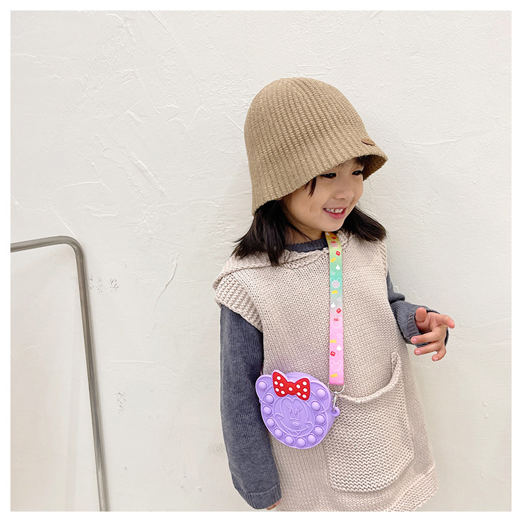 Korean Style Cute Cartoon Children's Silicone Bag Fashion Mickey Headwear Shoulder Bag Mini Baby Coin Purse Messenger Bag