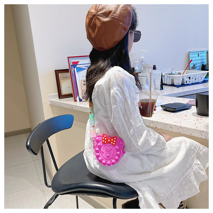 Korean Style Cute Cartoon Children's Silicone Bag Fashion Mickey Headwear Shoulder Bag Mini Baby Coin Purse Messenger Bag