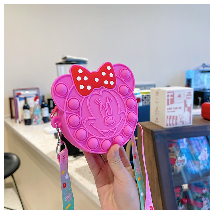 Korean Style Cute Cartoon Children's Silicone Bag Fashion Mickey Headwear Shoulder Bag Mini Baby Coin Purse Messenger Bag