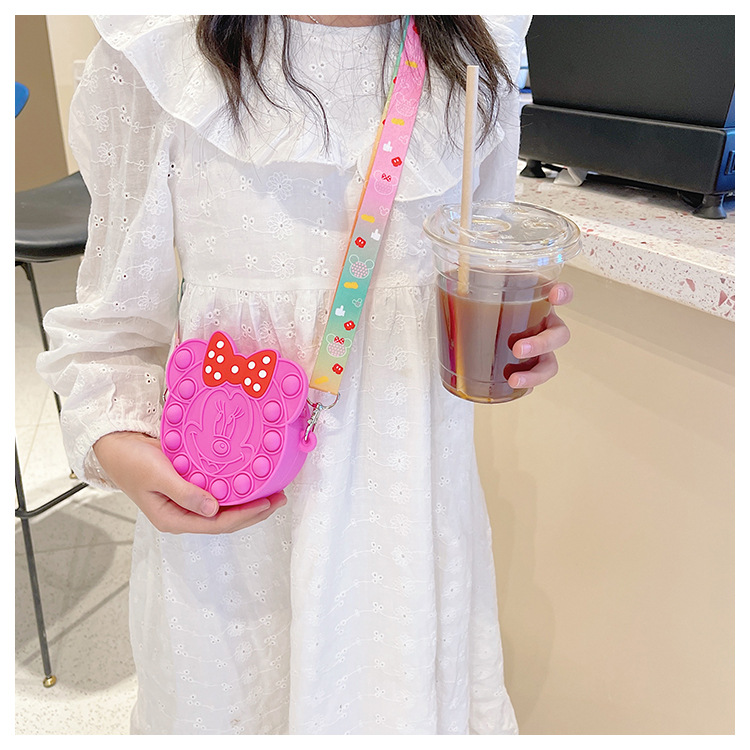 Korean Style Cute Cartoon Children's Silicone Bag Fashion Mickey Headwear Shoulder Bag Mini Baby Coin Purse Messenger Bag