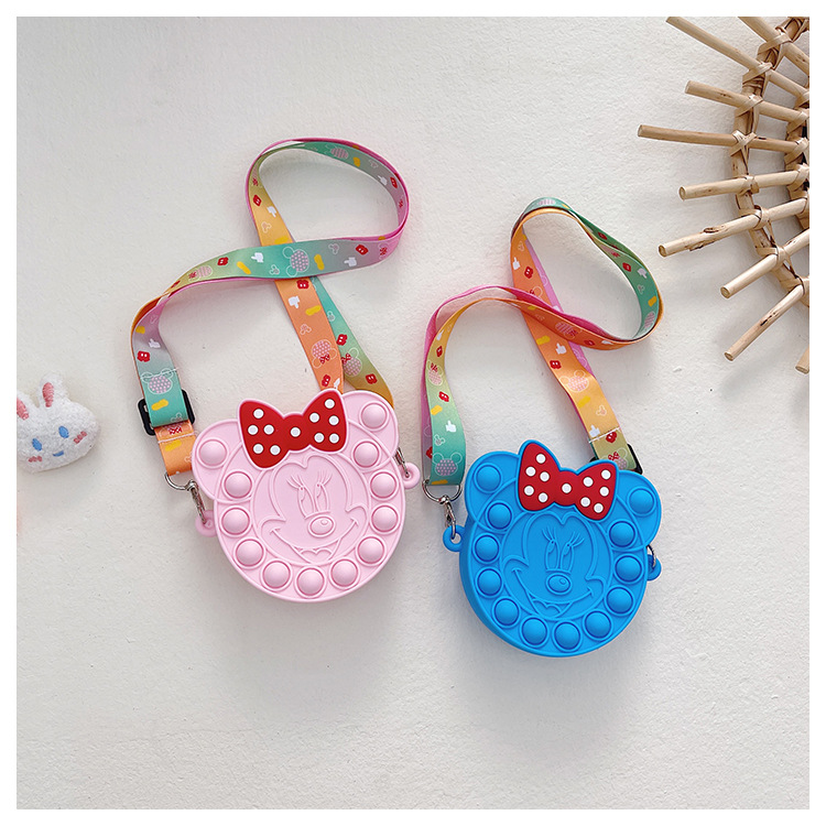 Korean Style Cute Cartoon Children's Silicone Bag Fashion Mickey Headwear Shoulder Bag Mini Baby Coin Purse Messenger Bag