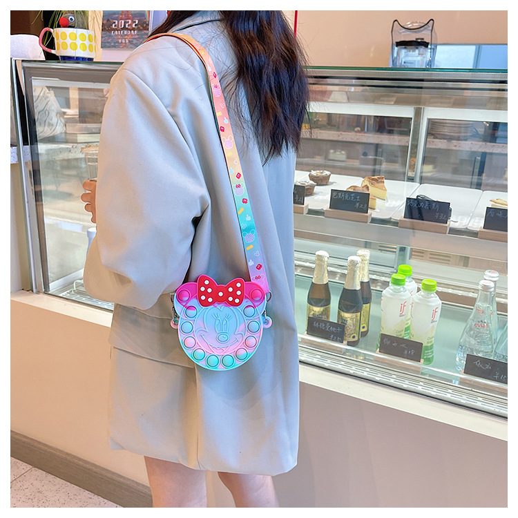 Korean Style Cute Cartoon Children's Silicone Bag Fashion Mickey Headwear Shoulder Bag Mini Baby Coin Purse Messenger Bag