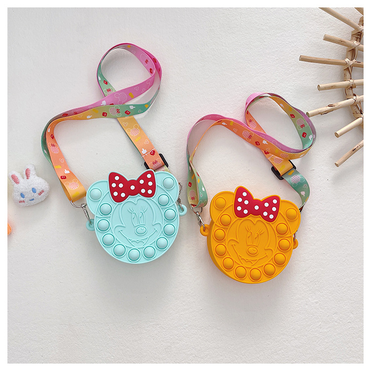 Korean Style Cute Cartoon Children's Silicone Bag Fashion Mickey Headwear Shoulder Bag Mini Baby Coin Purse Messenger Bag