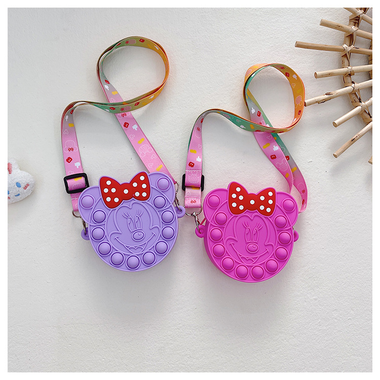 Korean Style Cute Cartoon Children's Silicone Bag Fashion Mickey Headwear Shoulder Bag Mini Baby Coin Purse Messenger Bag