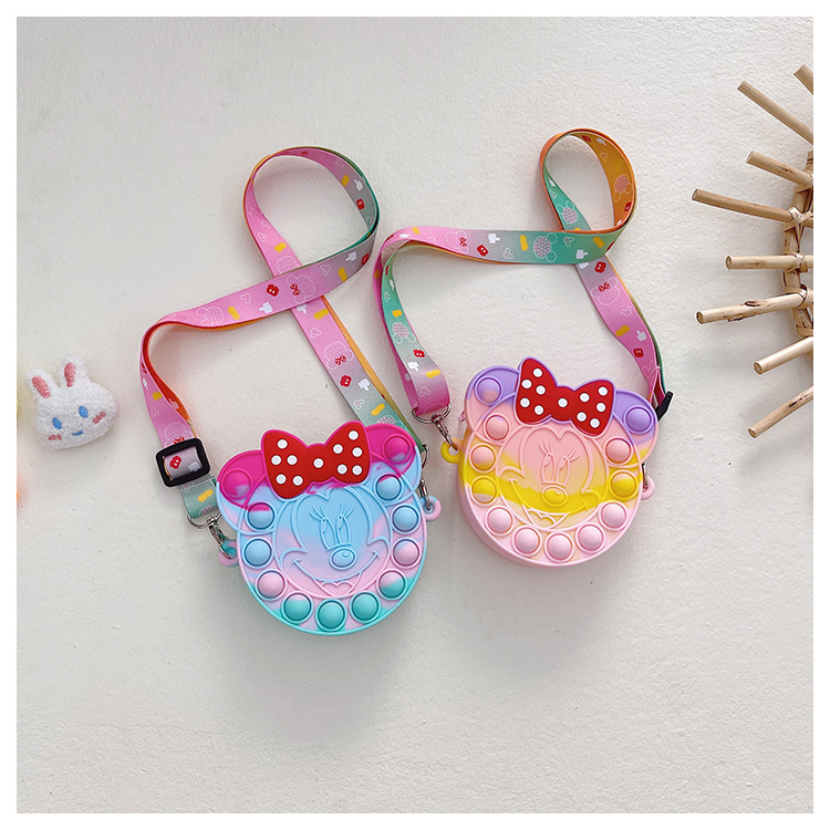 Korean Style Cute Cartoon Children's Silicone Bag Fashion Mickey Headwear Shoulder Bag Mini Baby Coin Purse Messenger Bag